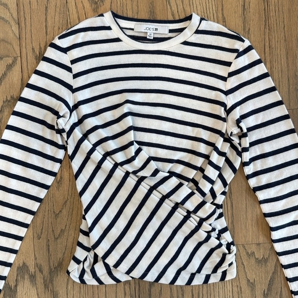 Joe’s Women’s Navy Striped Long Sleeve Wrap Front Top Size X-Small - Picture 4 of 11